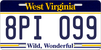 WV license plate 8PI099