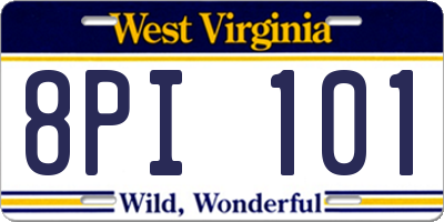 WV license plate 8PI101