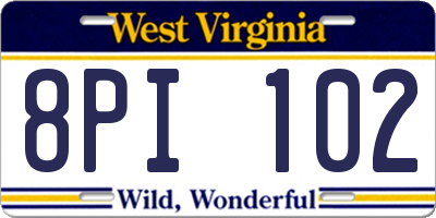 WV license plate 8PI102