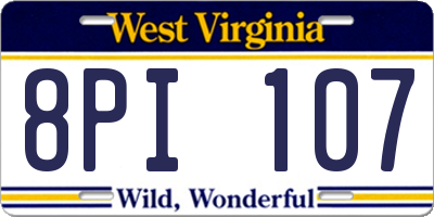 WV license plate 8PI107