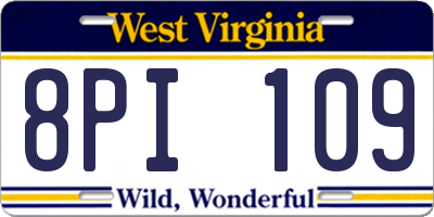 WV license plate 8PI109