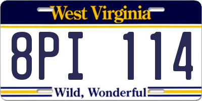 WV license plate 8PI114