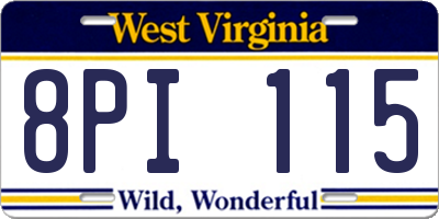 WV license plate 8PI115
