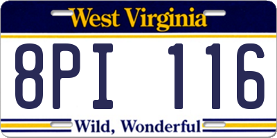 WV license plate 8PI116