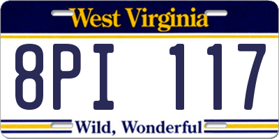 WV license plate 8PI117