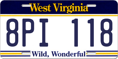 WV license plate 8PI118