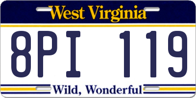 WV license plate 8PI119