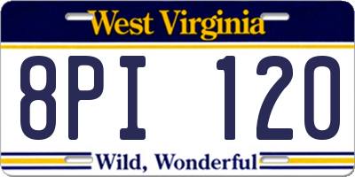 WV license plate 8PI120