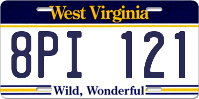 WV license plate 8PI121