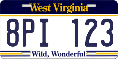 WV license plate 8PI123