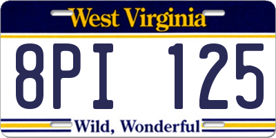 WV license plate 8PI125
