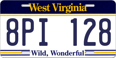 WV license plate 8PI128