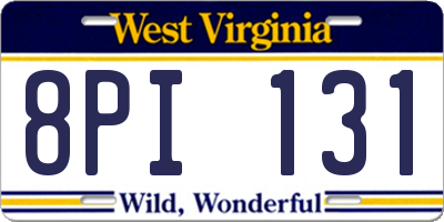 WV license plate 8PI131