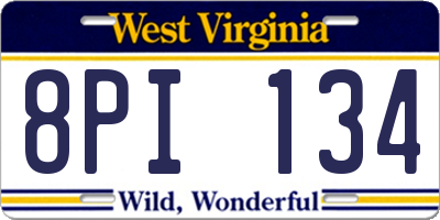 WV license plate 8PI134