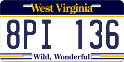 WV license plate 8PI136