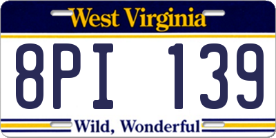 WV license plate 8PI139