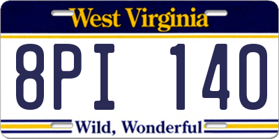 WV license plate 8PI140