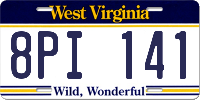 WV license plate 8PI141