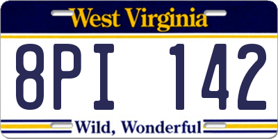 WV license plate 8PI142