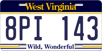 WV license plate 8PI143