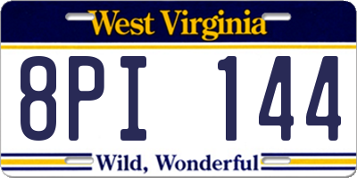 WV license plate 8PI144