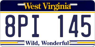 WV license plate 8PI145