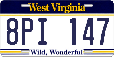 WV license plate 8PI147
