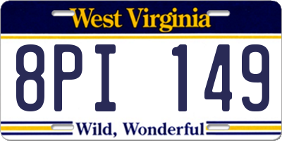 WV license plate 8PI149