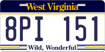 WV license plate 8PI151