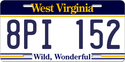 WV license plate 8PI152