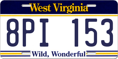 WV license plate 8PI153