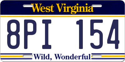 WV license plate 8PI154