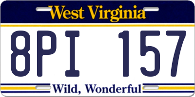 WV license plate 8PI157