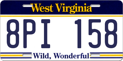 WV license plate 8PI158