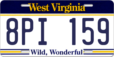 WV license plate 8PI159