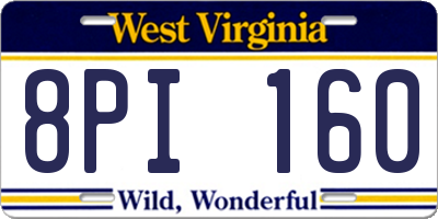 WV license plate 8PI160