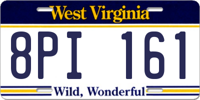 WV license plate 8PI161