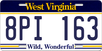 WV license plate 8PI163