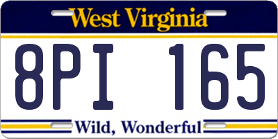 WV license plate 8PI165