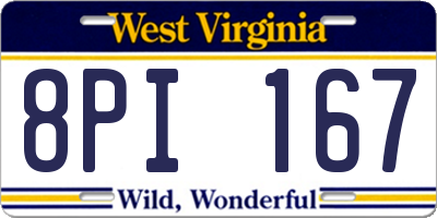 WV license plate 8PI167