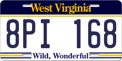 WV license plate 8PI168