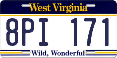 WV license plate 8PI171