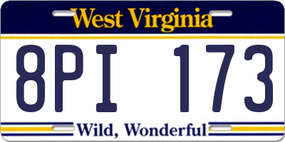 WV license plate 8PI173