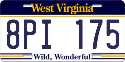 WV license plate 8PI175