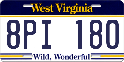 WV license plate 8PI180