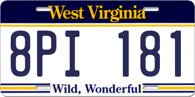 WV license plate 8PI181