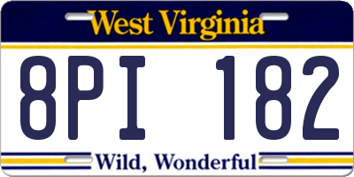 WV license plate 8PI182