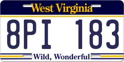 WV license plate 8PI183