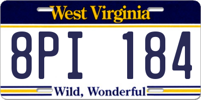 WV license plate 8PI184