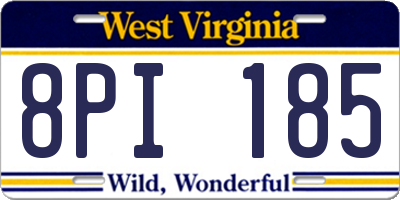 WV license plate 8PI185
